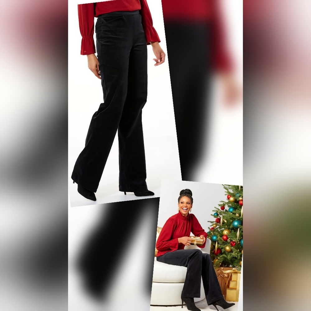 NWT DG2 by Diane Gilman Black Stretch Wide Leg Pull On Pants~ Size 2